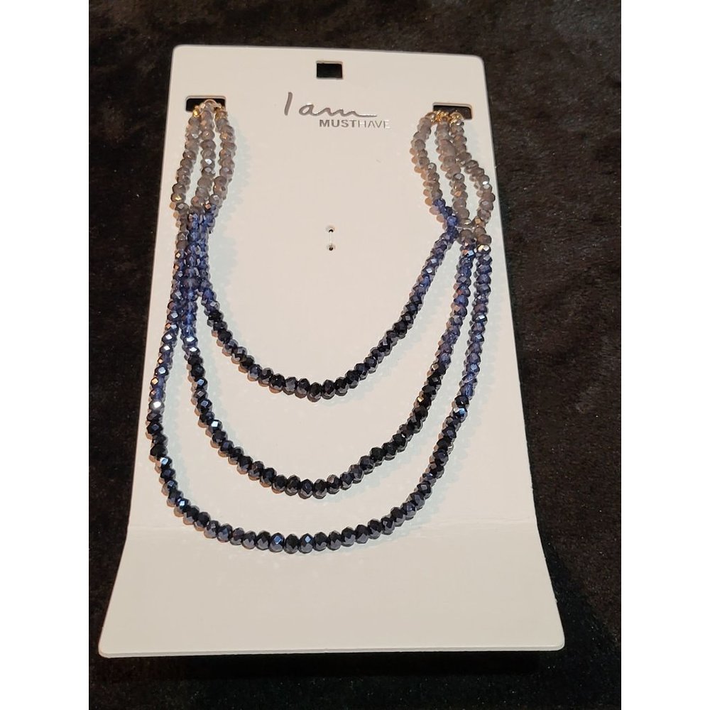 Blue and black three rope necklace